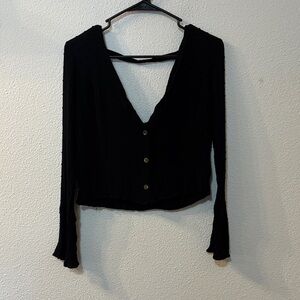 Fashion On Earth Elegant Black Button-Up Women's Top